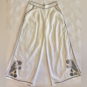 POL Embroidered Wide Leg Floral Black Sheer Pants Women’s Size Large